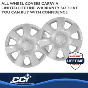 Coast to Coast Wheel Cover, 15 Inch, 7 Spoke, Silver, Plastic, Set of 4, Standard Leg – IWCB94415S