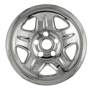 Coast to Coast Wheel Skin, Impostor ®, 15 Inch, 5 Dimpled Spokes, Snap-On, Plated, Chrome, ABS Plastic, Set of 4 – IWCIMP05X