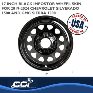 Coast to Coast Wheel Skin, Impostor ®, 17 Inch, 12 Hole, Snap-On, Painted, Gloss Black, ABS Plastic, Set of 4 – IWCIMP100BLK