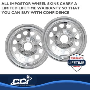 Coast to Coast Wheel Skin, Impostor ®, 17 Inch, 12 Hole, Snap-On, Plated, Chrome, ABS Plastic, Set of 4 – IWCIMP100X