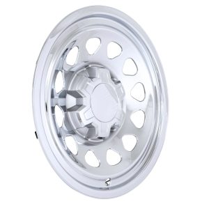 Coast to Coast Wheel Skin, Impostor ®, 17 Inch, 12 Hole, Snap-On, Chrome Plated, Silver, ABS Plastic, Set of 4, With Center Caps – IMP100XN