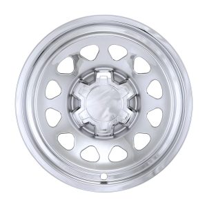 Coast to Coast Wheel Skin, Impostor ®, 17 Inch, 12 Hole, Snap-On, Chrome Plated, Silver, ABS Plastic, Set of 4, With Center Caps – IMP100XN