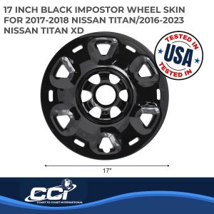 Coast to Coast Wheel Skin, Impostor ®, 17 Inch, 6 Spokes, Snap-On, Painted, Gloss Black, ABS Plastic, Set of 4 – IWCIMP101BLK