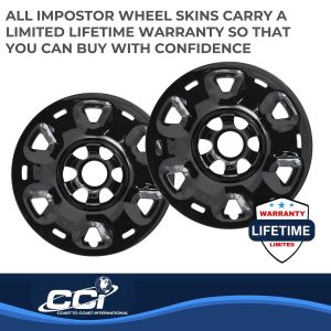 Coast to Coast Wheel Skin, Impostor ®, 17 Inch, 6 Spokes, Snap-On, Painted, Gloss Black, ABS Plastic, Set of 4 – IWCIMP101BLK