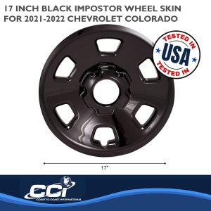Coast to Coast Wheel Skin, Impostor ®, 17 Inch, 6 Spokes, Snap-On, Painted, Gloss Black, ABS Plastic, Set of 4 – IMP102BLK
