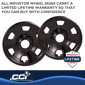 Coast to Coast Wheel Skin, Impostor ®, 17 Inch, 6 Spokes, Snap-On, Painted, Gloss Black, ABS Plastic, Set of 4 – IMP102BLK