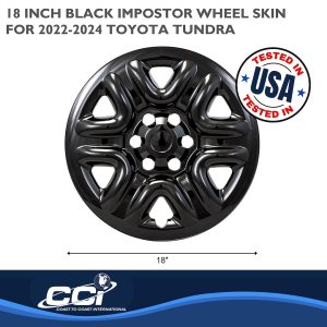 Coast to Coast Wheel Skin, Impostor ®, 18 Inch, 6 Spokes, Snap-On, Painted, Gloss Black, ABS Plastic, Set of 4 – IWCIMP103BLK