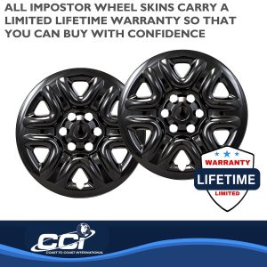 Coast to Coast Wheel Skin, Impostor ®, 18 Inch, 6 Spokes, Snap-On, Painted, Gloss Black, ABS Plastic, Set of 4 – IWCIMP103BLK
