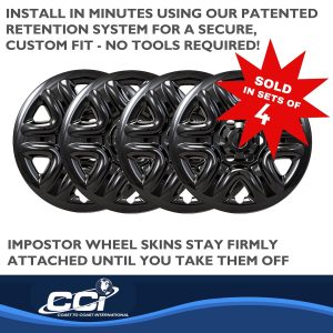 Coast to Coast Wheel Skin, Impostor ®, 18 Inch, 6 Spokes, Snap-On, Painted, Gloss Black, ABS Plastic, Set of 4 – IWCIMP103BLK