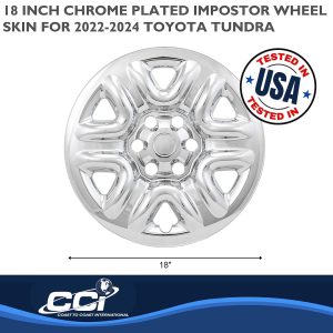 Coast to Coast Wheel Skin, Impostor ®, 18 Inch, 6 Spokes, Snap-On, Plated, Chrome, ABS Plastic, Set of 4, Fits Over and Into OEM Wheel – IWCIMP103X