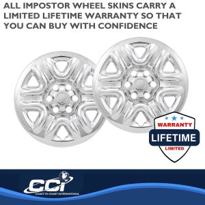 Coast to Coast Wheel Skin, Impostor ®, 18 Inch, 6 Spokes, Snap-On, Plated, Chrome, ABS Plastic, Set of 4, Fits Over and Into OEM Wheel – IWCIMP103X