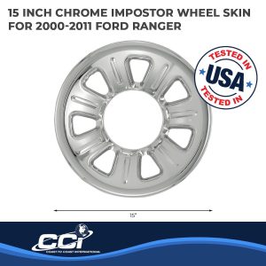 Coast to Coast Wheel Skin, Impostor ®, 15 Inch, 7 Dimpled Spokes, Snap-On, Plated, Chrome, ABS Plastic, Set of 4 – IWCIMP21