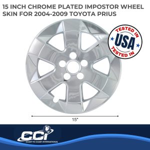 Coast to Coast Wheel Skin, Impostor ®, 15 Inch, 6 Spokes, Snap-On, Plated, Chrome, ABS Plastic, Set of 4 – IWCIMP324X