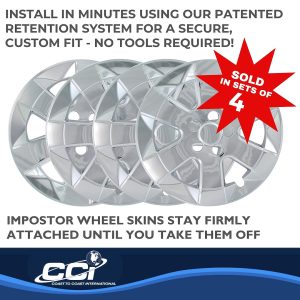 Coast to Coast Wheel Skin, Impostor ®, 15 Inch, 6 Spokes, Snap-On, Plated, Chrome, ABS Plastic, Set of 4 – IWCIMP324X