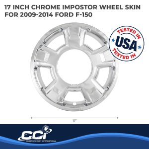 Coast to Coast Wheel Skin, Impostor ®, 17 Inch, 5 Spokes with Cc Cutout, Snap-On, Plated, Chrome, ABS Plastic, Set of 4 – IWCIMP326X