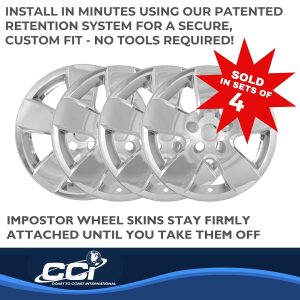 Coast to Coast Wheel Skin, Impostor ®, 20 Inch, 5 Spokes, Snap-On, Plated, Chrome, ABS Plastic, Set of 4 – IWCIMP331X