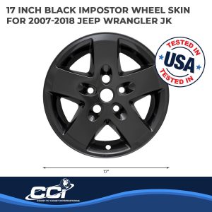 Coast to Coast Wheel Skin, Impostor ®, 17 Inch, 5 Spokes, Snap-On/Lug Hug, Painted, Gloss Black, ABS Plastic, Set of 4 – IWCIMP340BLK