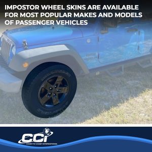 Coast to Coast Wheel Skin, Impostor ®, 17 Inch, 5 Spokes, Snap-On/Lug Hug, Painted, Gloss Black, ABS Plastic, Set of 4 – IWCIMP340BLK