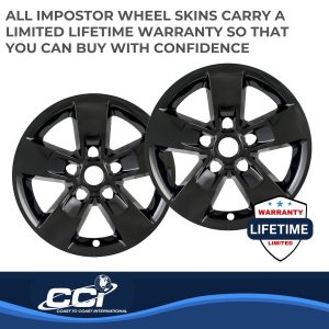 Coast to Coast Wheel Skin, Impostor ®, 17 Inch, 5 Spokes, Snap-On, Painted, Gloss Black, ABS Plastic, Set of 4 – IWCIMP345BLKN