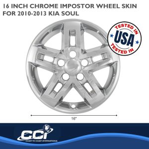 Coast to Coast Wheel Skin, Impostor ®, 16 Inch, 5 Split Spokes, Snap-On, Plated, Chrome, ABS Plastic, Set of 4 – IWCIMP346X