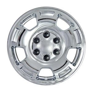 Coast to Coast Wheel Skin, Impostor ®, 17 Inch, 5 Spokes, Snap-On/Center Retention, Plated, Chrome, ABS Plastic, Set of 4 – IWCIMP347X