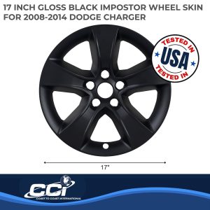 Coast to Coast Wheel Skin, Impostor ®, 17 Inch, 5 Spokes, Snap-On, Painted, Gloss Black, ABS Plastic, Set of 4 – IWCIMP352BLK