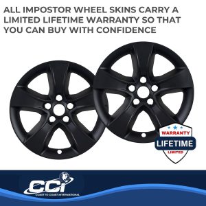 Coast to Coast Wheel Skin, Impostor ®, 17 Inch, 5 Spokes, Snap-On, Painted, Gloss Black, ABS Plastic, Set of 4 – IWCIMP352BLK