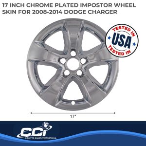 Coast to Coast Wheel Skin, Impostor ®, 17 Inch, 5 Spokes, Snap-On, Plated, Chrome, ABS Plastic, Set of 4 – IWCIMP352X