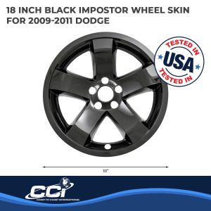 Coast to Coast Wheel Skin, Impostor ®, 18 Inch, 5 Spokes, Snap-On, Painted, Gloss Black, ABS Plastic, Set of 4 – IWCIMP355BLK