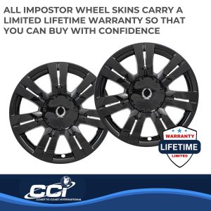 Coast to Coast Wheel Skin, Impostor ®, 18 Inch, 7 Double Spokes, Snap-On, Painted, Gloss Black, ABS Plastic, Set of 4 – IWCIMP357BLK