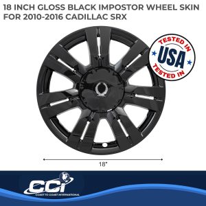 Coast to Coast Wheel Skin, Impostor ®, 18 Inch, 7 Double Spokes, Snap-On, Painted, Gloss Black, ABS Plastic, Set of 4 – IWCIMP357BLK