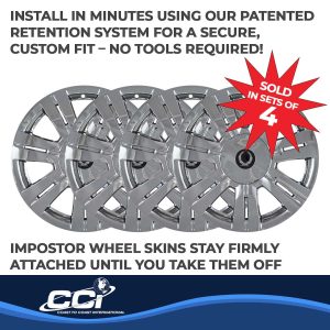 Coast to Coast Wheel Skin, Impostor ®, 18 Inch, 7 Double Spokes, Snap-On, Plated, Chrome, ABS Plastic, Set of 4 – IWCIMP357X