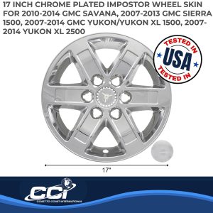 Coast to Coast Wheel Skin, Impostor ®, 17 Inch, 6 Spokes, Snap-On/Center Retention, Plated, Chrome, ABS Plastic, Set of 4 – IWCIMP358X