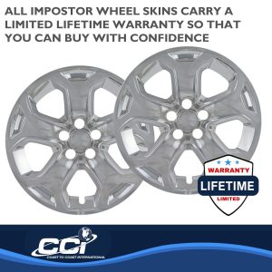 Coast to Coast Wheel Skin, Impostor ®, 18 Inch, 5 Spokes, Snap-On, Plated, Chrome, ABS Plastic, Set of 4 – IWCIMP359XN