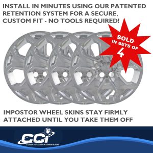 Coast to Coast Wheel Skin, Impostor ®, 18 Inch, 5 Spokes, Snap-On, Plated, Chrome, ABS Plastic, Set of 4 – IWCIMP359XN
