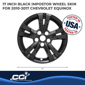 Coast to Coast Wheel Skin, Impostor ®, 17 Inch, 5 Spokes, Snap-On, Painted, Gloss Black, ABS Plastic, Set of 4 – IWCIMP360BLK