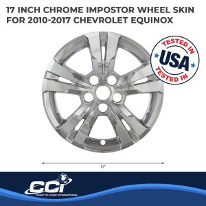 Coast to Coast Wheel Skin, Impostor ®, 17 Inch, 5 Spokes, Snap-On, Plated, Chrome, ABS Plastic, Set of 4 – IWCIMP360X