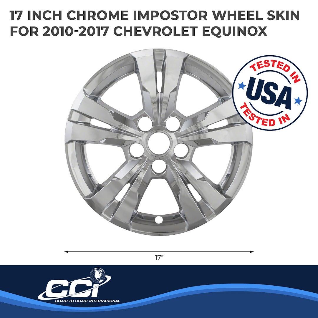 Coast to Coast Wheel Skin, Impostor ®, 17 Inch, 5 Spokes, Snap-On, Plated, Chrome, ABS Plastic, Set of 4 – IWCIMP360X