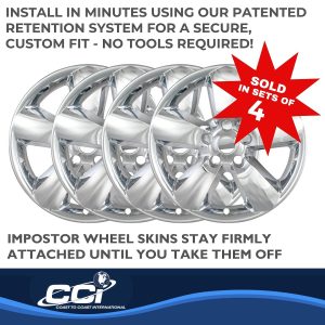 Coast to Coast Wheel Skin, Impostor ®, 20 Inch, 5 Spokes, Snap-On, Plated, Chrome, ABS Plastic, Set of 4 – IWCIMP361X