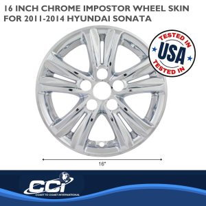 Coast to Coast Wheel Skin, Impostor ®, 16 Inch, 5 Split Spokes, Snap-On, Plated, Chrome, ABS Plastic, Set of 4 – IWCIMP363X