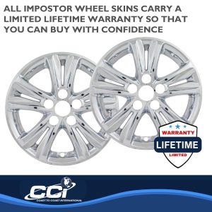 Coast to Coast Wheel Skin, Impostor ®, 16 Inch, 5 Split Spokes, Snap-On, Plated, Chrome, ABS Plastic, Set of 4 – IWCIMP363X