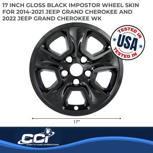 Coast to Coast Wheel Skin, Impostor ®, 17 Inch, 5 Spokes, Snap-On, Painted, Gloss Black, ABS Plastic, Set of 4 – IWCIMP365BLK