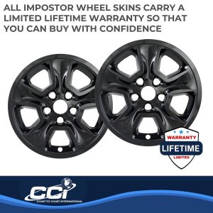 Coast to Coast Wheel Skin, Impostor ®, 17 Inch, 5 Spokes, Snap-On, Painted, Gloss Black, ABS Plastic, Set of 4 – IWCIMP365BLK
