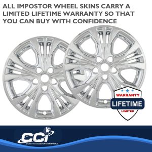 Coast to Coast Wheel Skin, Impostor ®, 18 Inch, 5 Split Spokes, Snap-On, Plated, Chrome, ABS Plastic, Set of 4 – IWCIMP366X