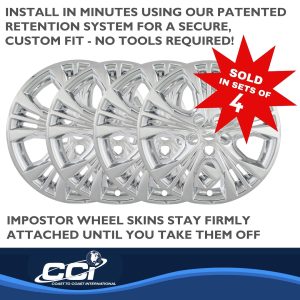 Coast to Coast Wheel Skin, Impostor ®, 18 Inch, 5 Split Spokes, Snap-On, Plated, Chrome, ABS Plastic, Set of 4 – IWCIMP366X