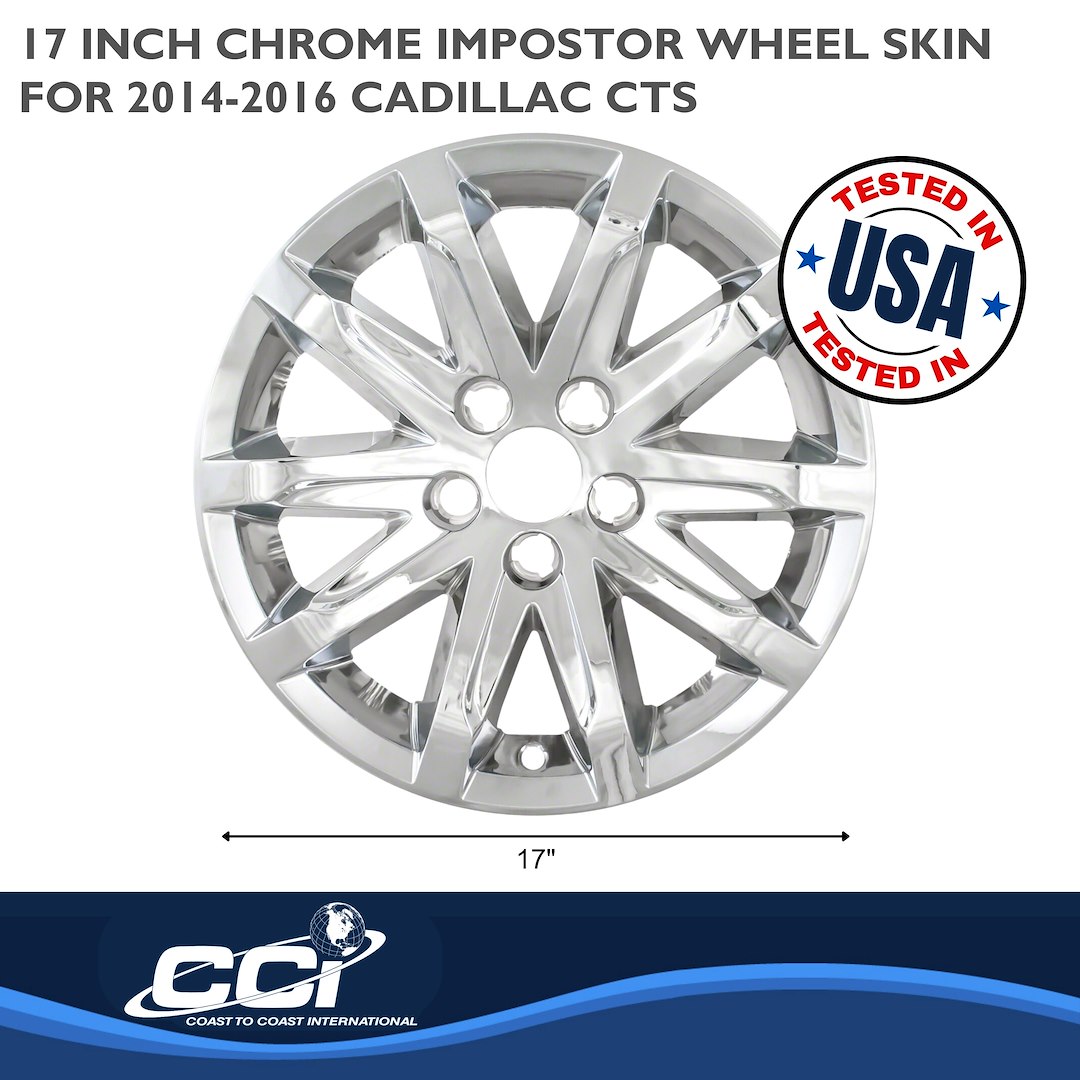 Coast to Coast Wheel Skin, Impostor ®, 17 Inch, 10 Spokes, Snap-On, Plated, Chrome, ABS Plastic, Set of 4 – IWCIMP368X