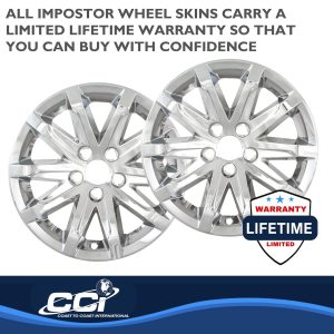 Coast to Coast Wheel Skin, Impostor ®, 17 Inch, 10 Spokes, Snap-On, Plated, Chrome, ABS Plastic, Set of 4 – IWCIMP368X