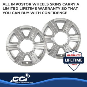 Coast to Coast Wheel Skin, Impostor ®, 17 Inch, 6 Spokes, Snap-On, Plated, Chrome, ABS Plastic, Set of 4 – IWCIMP369X