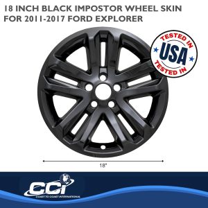 Coast to Coast Wheel Skin, Impostor ®, 18 Inch, 5 Split Spokes, Snap-On/Lug Hug, Painted, Gloss Black, ABS Plastic, Set of 4 – IWCIMP370BLK