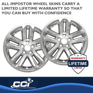 Coast to Coast Wheel Skin, Impostor ®, 18 Inch, 5 Split Spokes, Snap-On/Lug Hug, Plated, Chrome, ABS Plastic, Set of 4 – IWCIMP370X